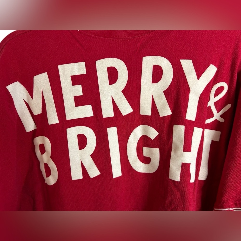 Disney Red Snowflake Mickey Mouse Merry & Bright Spirit Jersey Holiday Unisex XL - Picture 6 of 11
